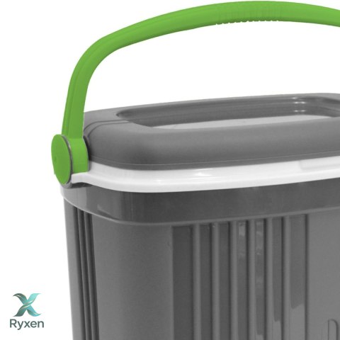 Lodówka turystyczna 20L KAMAI ICEBERG na wkłady mrożące, ciemno-szara z zieloną rączką EDA