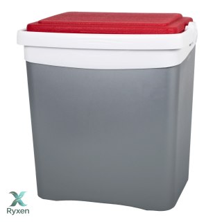 Lodówka turystyczna 25L KAMAI TROPIC na wkłady mrożące, szara z czerwoną pokrywą i białą rączką EDA