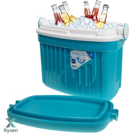 Lodówka turystyczna 8L KAMAI ICEBERG na wkłady mrożące, turkusowa z białą rączką Kamai Coolbox