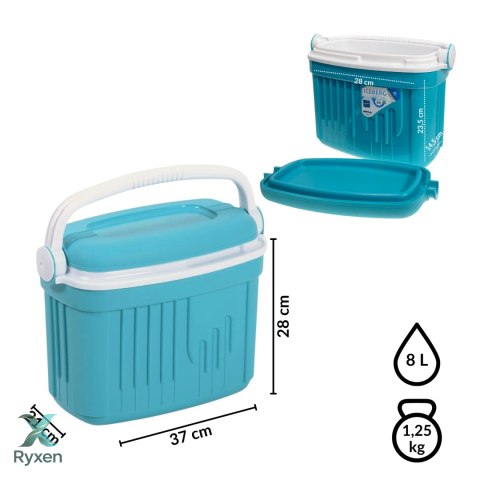 Lodówka turystyczna 8L KAMAI ICEBERG na wkłady mrożące, turkusowa z białą rączką Kamai Coolbox