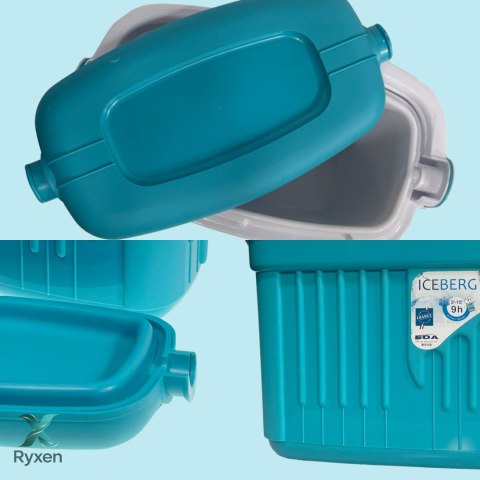Lodówka turystyczna 8L KAMAI ICEBERG na wkłady mrożące, turkusowa z białą rączką Kamai Coolbox