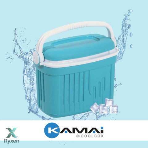 Lodówka turystyczna 8L KAMAI ICEBERG na wkłady mrożące, turkusowa z białą rączką Kamai Coolbox