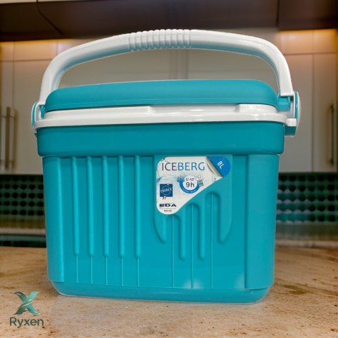 Lodówka turystyczna 8L KAMAI ICEBERG na wkłady mrożące, turkusowa z białą rączką Kamai Coolbox