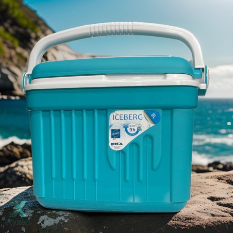 Lodówka turystyczna 8L KAMAI ICEBERG na wkłady mrożące, turkusowa z białą rączką Kamai Coolbox