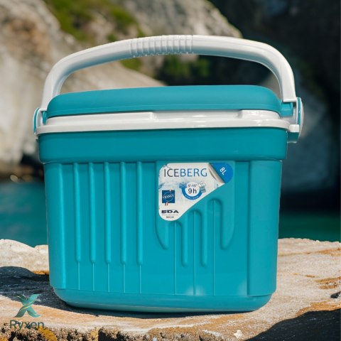 Lodówka turystyczna 8L KAMAI ICEBERG na wkłady mrożące, turkusowa z białą rączką Kamai Coolbox