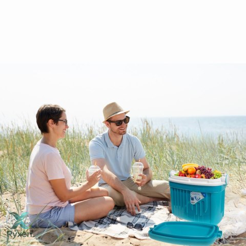 Lodówka turystyczna 8L KAMAI ICEBERG na wkłady mrożące, turkusowa z białą rączką Kamai Coolbox