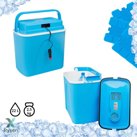 Lodówka samochodowa elektryczna 22L KAMAI CB, zasilanie 12V, niebieska Conabridge