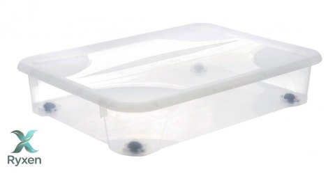 Pojemnik plastikowy pod łóżko 60L z kółkami i pokrywą TRANSPARENTNY Kamai EDA