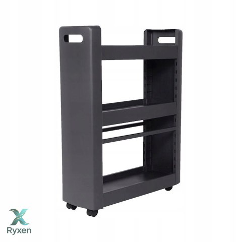Szafka na kółkach 3 półki 60x22x79cm, antracytowa, z polipropylenu Kamai EDA