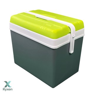 Lodówka turystyczna 35L KAMAI EDA na wkłady mrożące, szara z białą rączką i zieloną pokrywą EDA