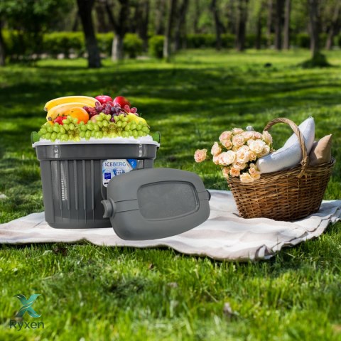 Lodówka turystyczna 8 L na wkłady mrożące, szara, 36x21x28 cm Kamai COOLBOX