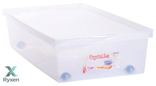 Pojemnik plastikowy pod łóżko 33L z kółkami i pokrywą TRANSPARENTNY Kamai EDA