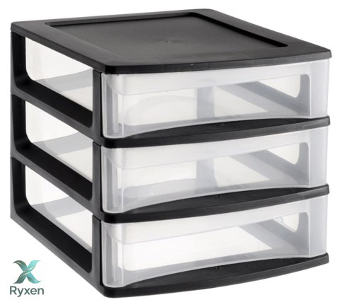 Organizer z szufladami 3A6 18x21,5x16,1 cm czarny z transparentnymi szufladami Kamai EDA