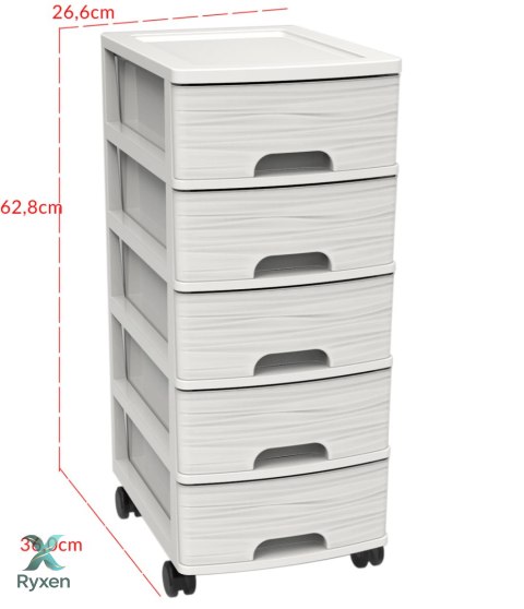 Organizer na dokumenty 5 szuflad A4, biała kamień Kamai EDA