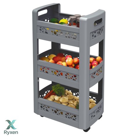 Szafka uniwersalna ze ściankami na kółkach SZARA Kamai EDA