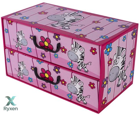 Pudełko kartonowe 2 szuflady poziome SAWANNA ZEBRA MissSpace