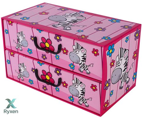 Pudełko kartonowe 2 szuflady poziome SAWANNA ZEBRA MissSpace