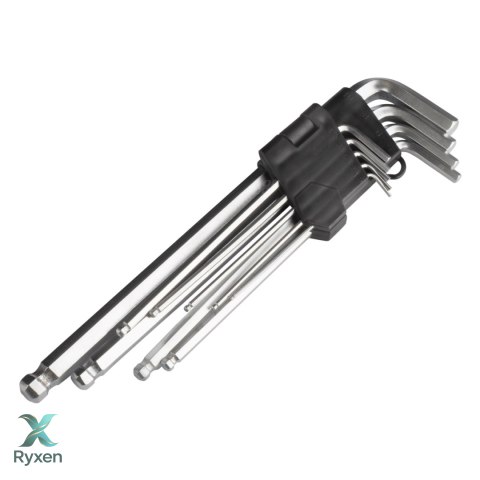 Klucze imbus zestaw kluczy imbusowych długie 230 mm 9 szt. amio-01721 AMiO