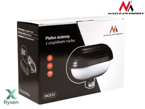 Oprawa ścienna Maclean, z czujnikiem PIR, max. 60W, 180°, MCE33B Maclean