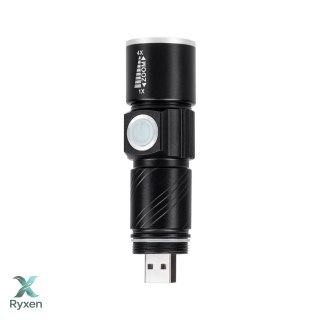 Latarka aluminiowa 3W Rebel (ZOOM, wtyk USB) Rebel