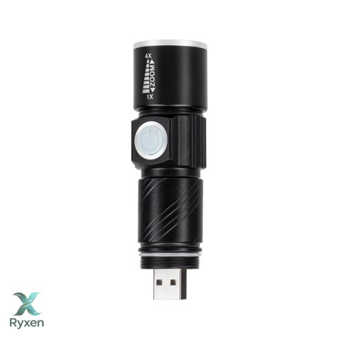 Latarka aluminiowa 3W Rebel (ZOOM, wtyk USB) Rebel