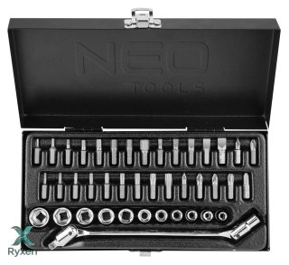 Klucze nasadowe 1/4", zestaw 41szt NEO TOOLS