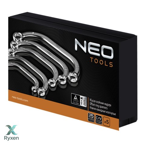 Klucze oczkowe wygięte 9-22 mm, zestaw 5 szt. NEO TOOLS