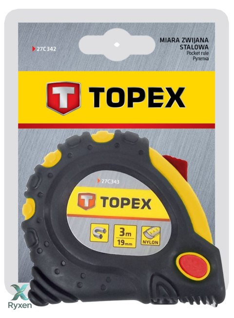 Miara zwijana stalowa 10 m x 32 mm, magnes TOPEX