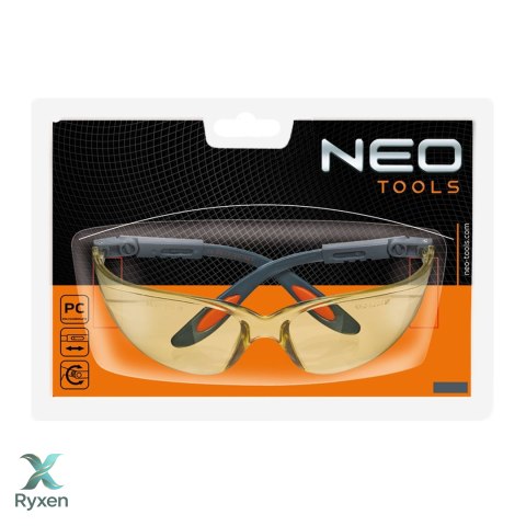 Okulary ochronne poliwęglanowe, żółte soczewki NEO TOOLS