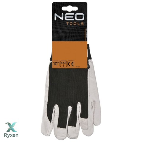 Rękawice robocze, skóra świńska licowa, z rzepem, 10" NEO TOOLS