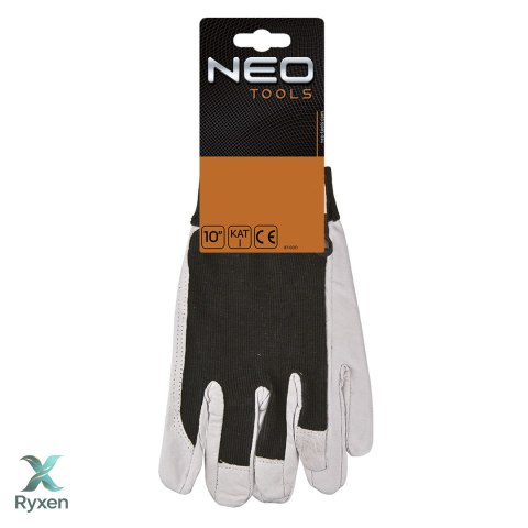 Rękawice robocze, skóra świńska licowa, z rzepem, 10" NEO TOOLS