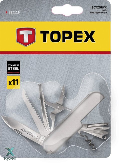 Scyzoryk 11 ostrzy, stal nierdzewna TOPEX