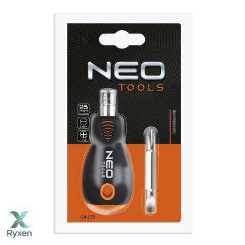 Wkrętak odwracalny płasko-krzyżowy 6.0 mm x PH2, CrV NEO TOOLS