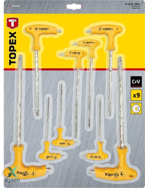 Klucze Torx typu "T" T10-T50, zestaw 9 szt. TOPEX