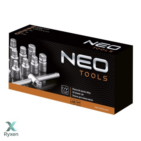 Klucze do spustu oleju 3/8", zestaw 18 szt. NEO TOOLS