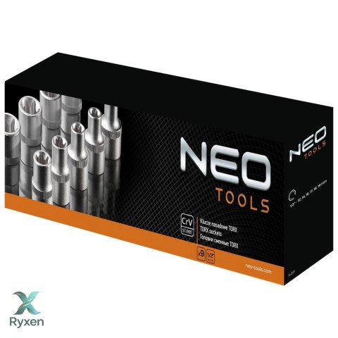 Klucze nasadowe 1/2" Torx, zestaw 9 szt. NEO TOOLS