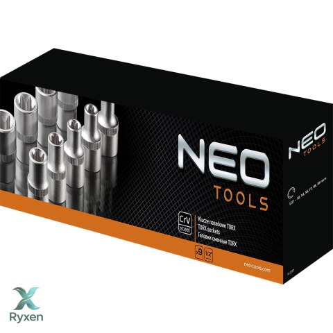 Klucze nasadowe 1/2" Torx, zestaw 9 szt. NEO TOOLS