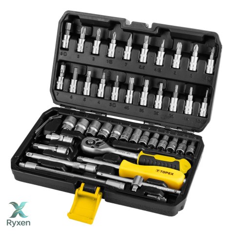 Klucze nasadowe 1/4", zestaw 46 szt. TOPEX