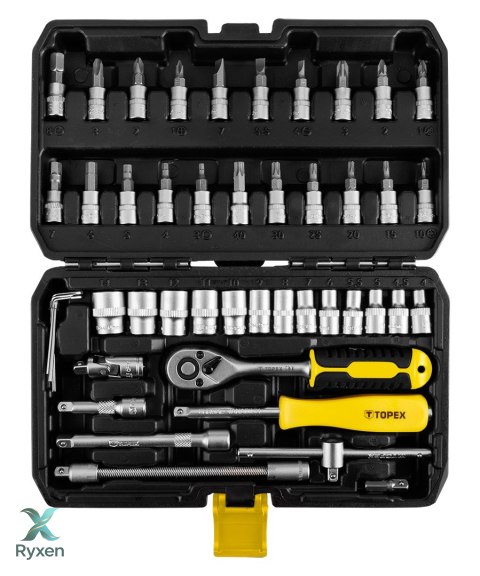 Klucze nasadowe 1/4", zestaw 46 szt. TOPEX