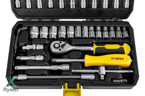 Klucze nasadowe 1/4", zestaw 46 szt. TOPEX