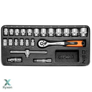 Klucze nasadowe 3/8", zestaw 22 szt., wkładka NEO TOOLS