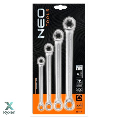 Klucze oczkowe Torx T6-T24, zestaw 4 szt. NEO TOOLS