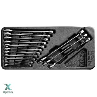 Klucze płasko-oczkowe 6-19 mm, zestaw 14 szt., wkładka NEO TOOLS