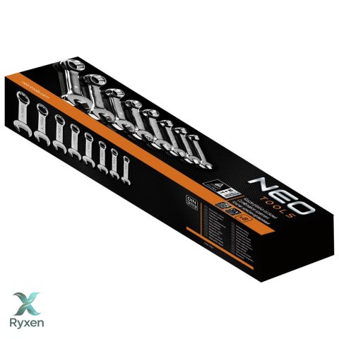 Klucze płasko-oczkowe 8-19 mm (krótkie), zestaw 8 szt. NEO TOOLS