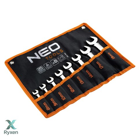 Klucze płasko-oczkowe 8-19 mm (krótkie), zestaw 8 szt. NEO TOOLS
