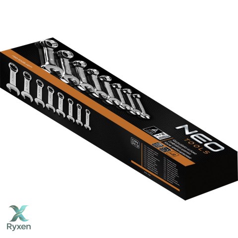 Klucze płasko-oczkowe 8-19 mm (krótkie), zestaw 8 szt. NEO TOOLS