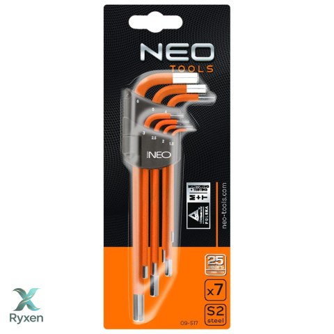 Klucze sześciokątne 1.5-6 mm, zestaw 7 szt. NEO TOOLS