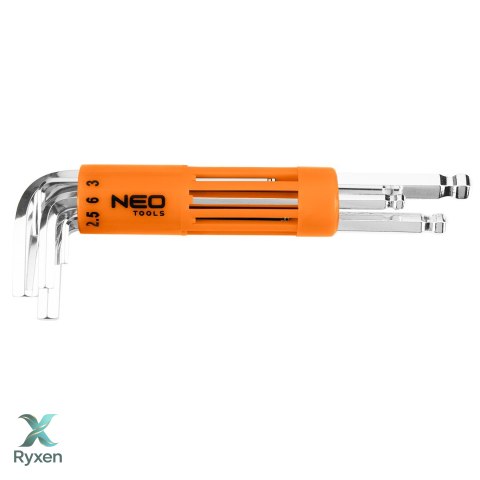 Klucze sześciokątne, długie, kuliste 2-10 mm, zestaw 8 szt. NEO TOOLS