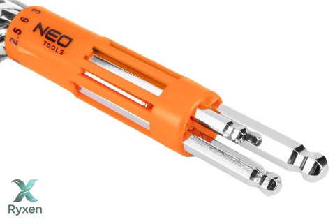 Klucze sześciokątne, długie, kuliste 2-10 mm, zestaw 8 szt. NEO TOOLS