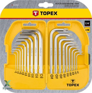 Klucze sześciokątne i Torx, zestaw 18 szt. TOPEX
